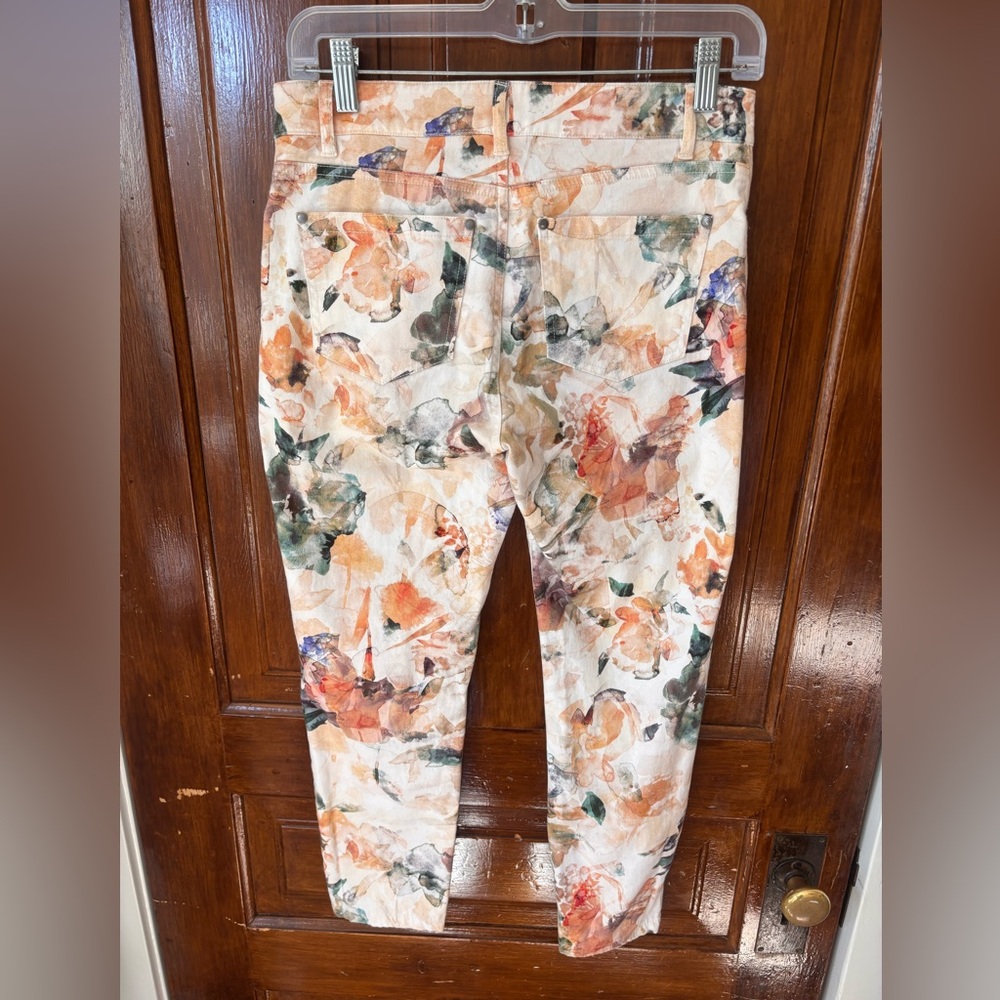 Floral Patterned Coral and Cream Pants Peruvian Connection